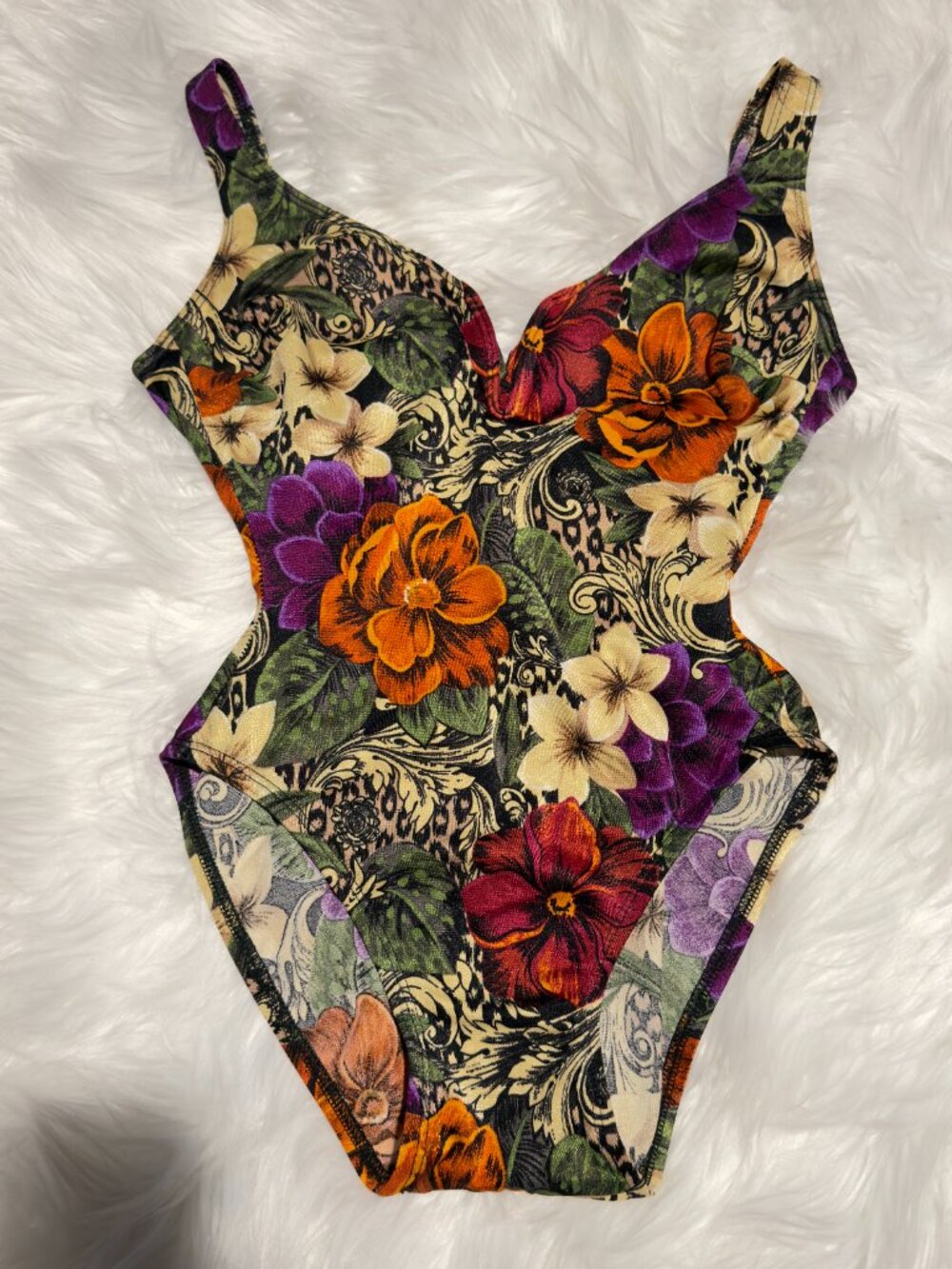Vintage 90s Azul Maxine of Hollywood One Piece Swimsuit Flower Size XS - S